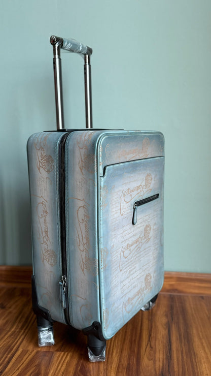 Berluti Script-Print Suitcase - Light Blue
