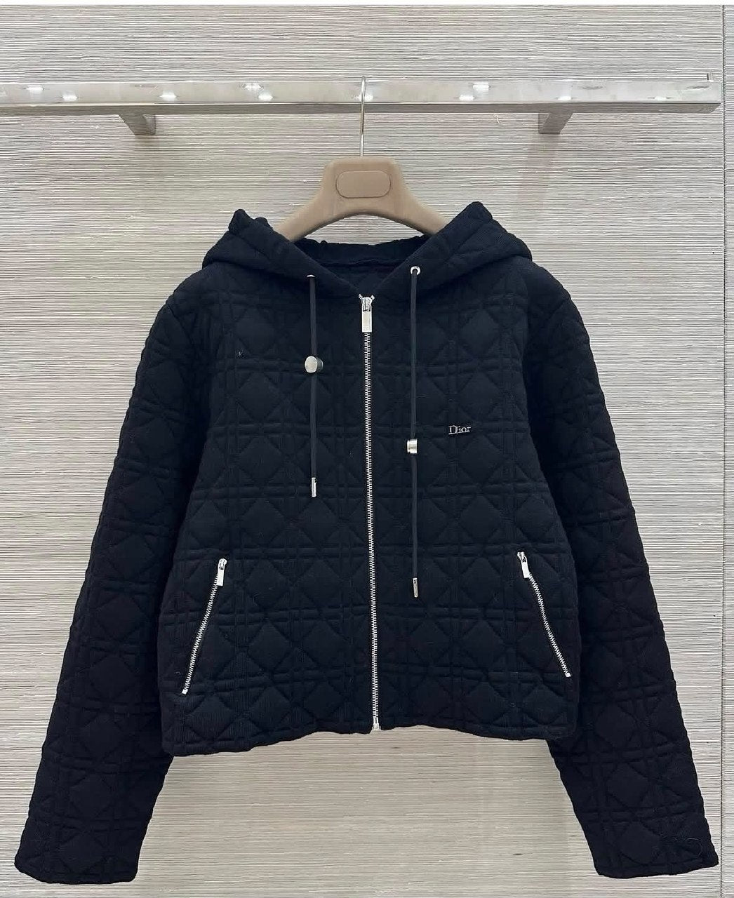 Dior Diamond-Quilted Hooded Jacket - Black
