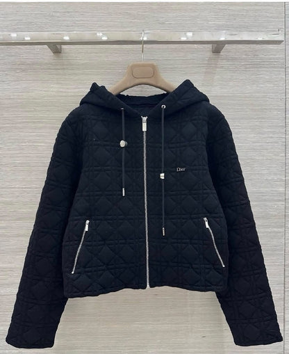 Dior Diamond-Quilted Hooded Jacket - Black