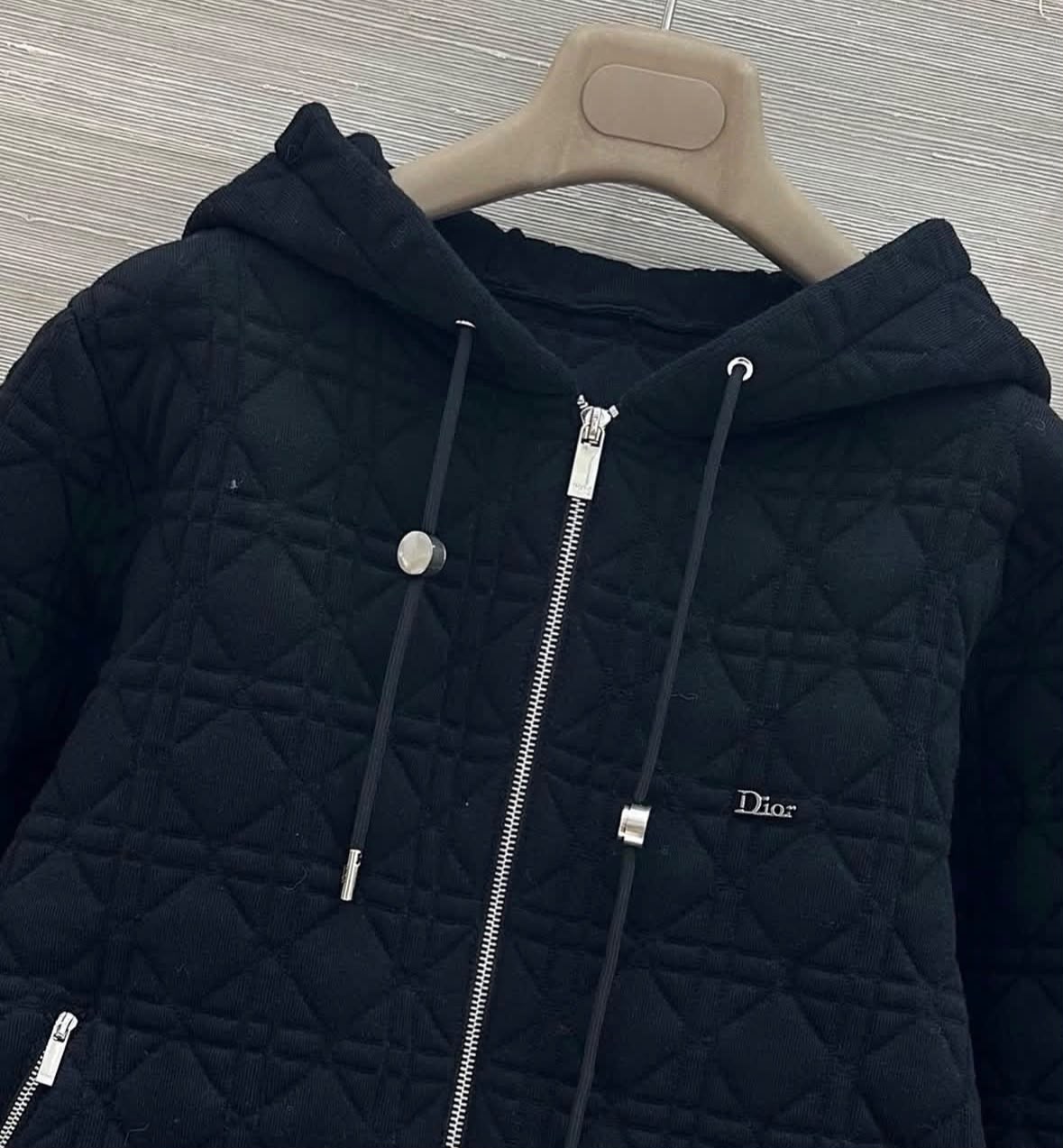 Dior Diamond-Quilted Hooded Jacket - Black