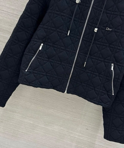 Dior Diamond-Quilted Hooded Jacket - Black