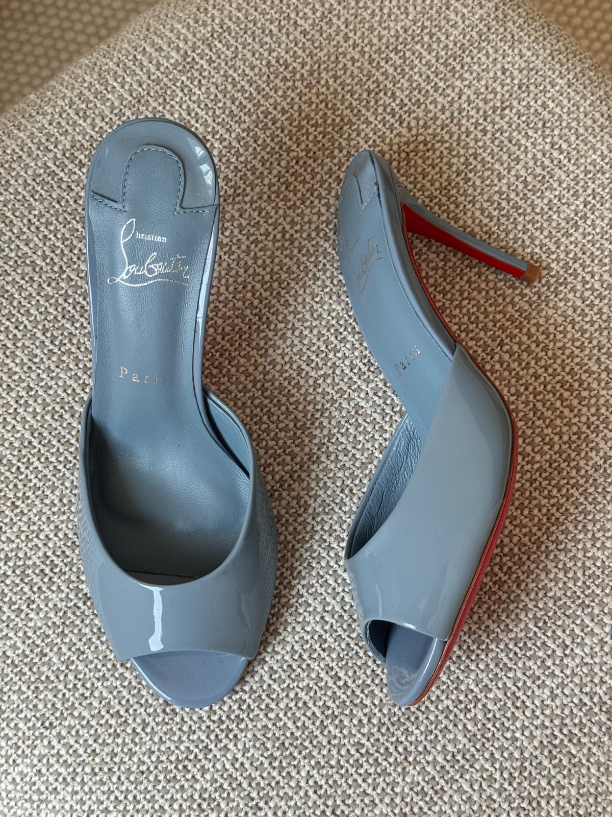 Christian Louboutin Wide-Band Heels - Light Blue