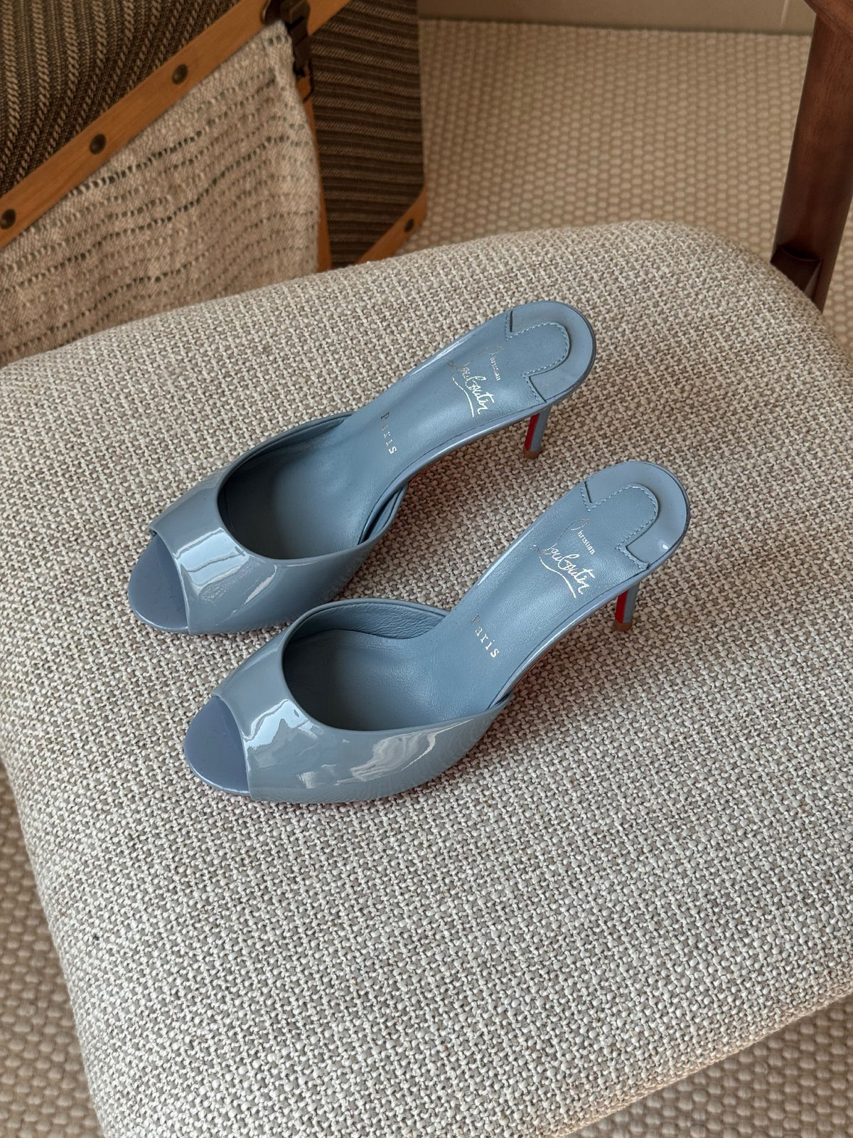 Christian Louboutin Wide-Band Heels - Light Blue