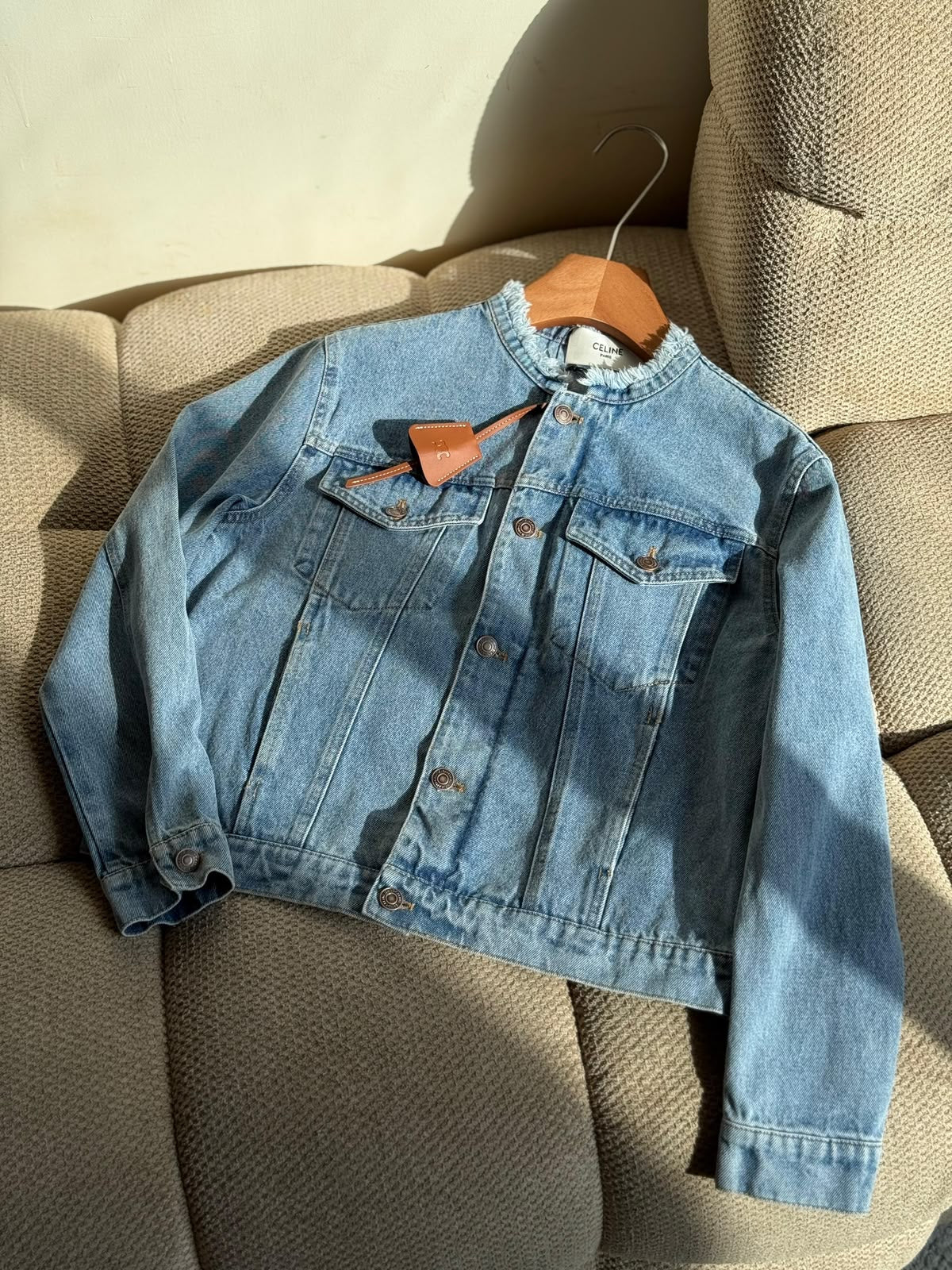 Celine Jacket Frayed Collar - Blue