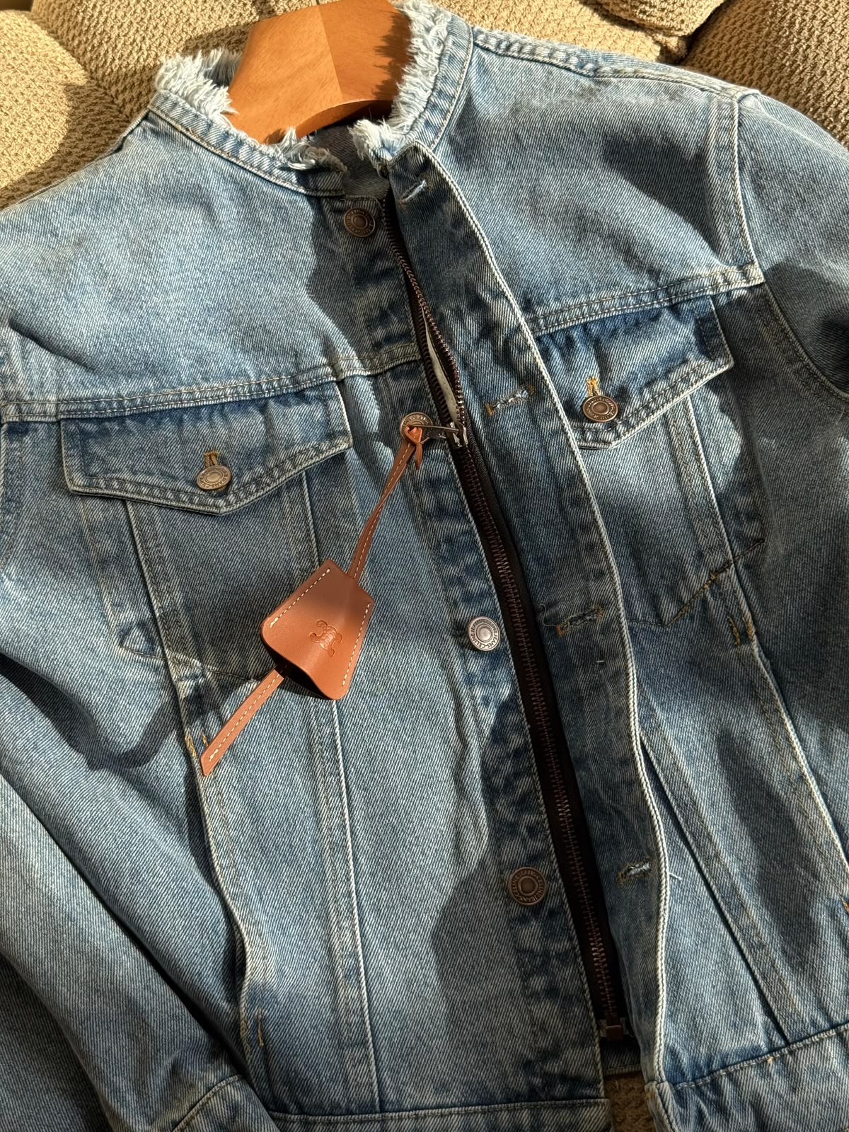 Celine Jacket Frayed Collar - Blue