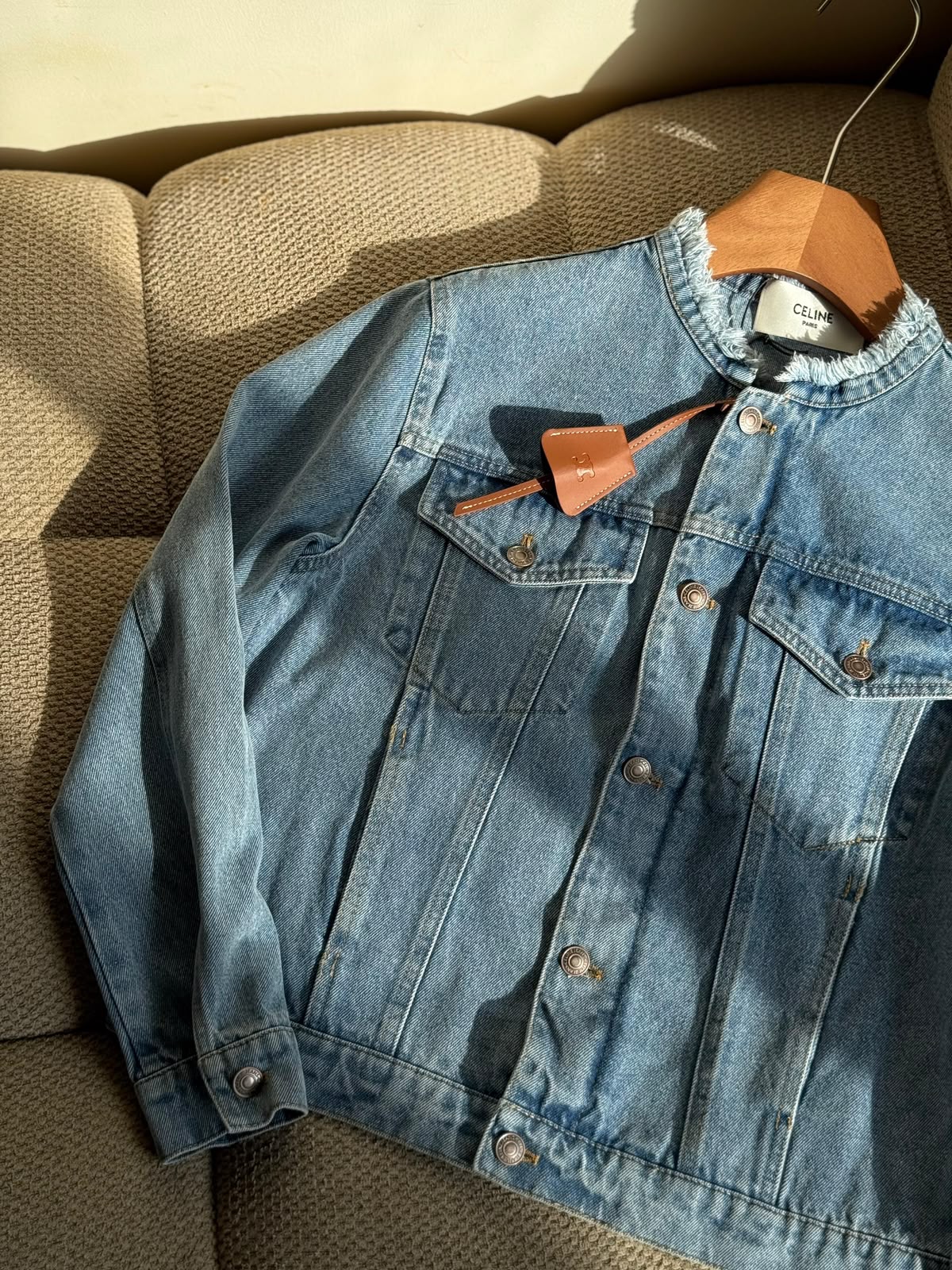 Celine Jacket Frayed Collar - Blue