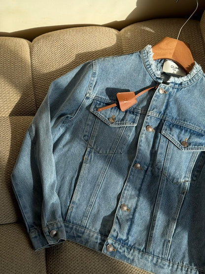 Celine Jacket Frayed Collar - Blue