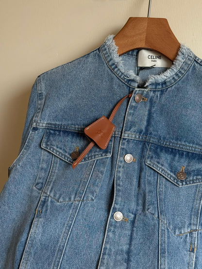 Celine Jacket Frayed Collar - Blue