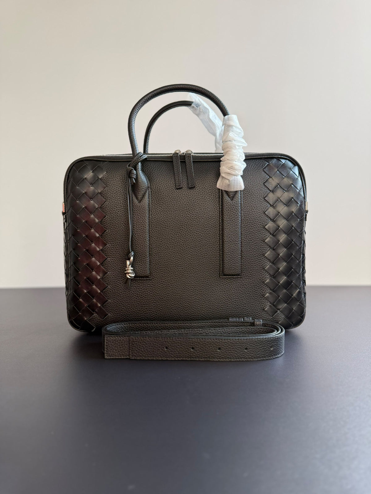 Bottega Veneta Panel Briefcase - Black