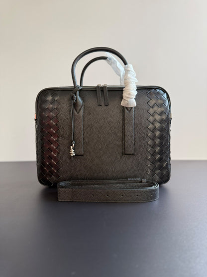 Bottega Veneta Panel Briefcase - Black