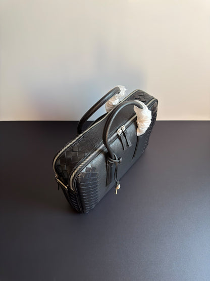 Bottega Veneta Panel Briefcase - Black