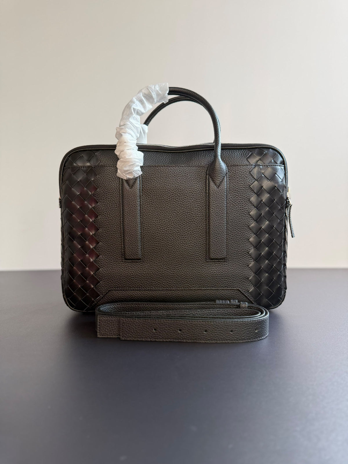 Bottega Veneta Panel Briefcase - Black
