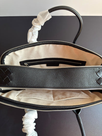 Bottega Veneta Panel Briefcase - Black