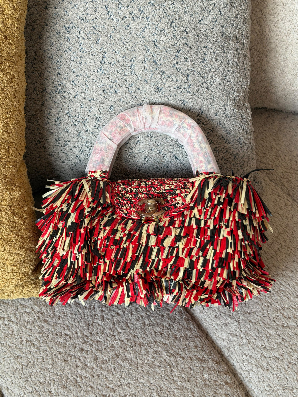 Chanel Fringe Top Handle Handbag - Red, Blue, Black, White, Multi