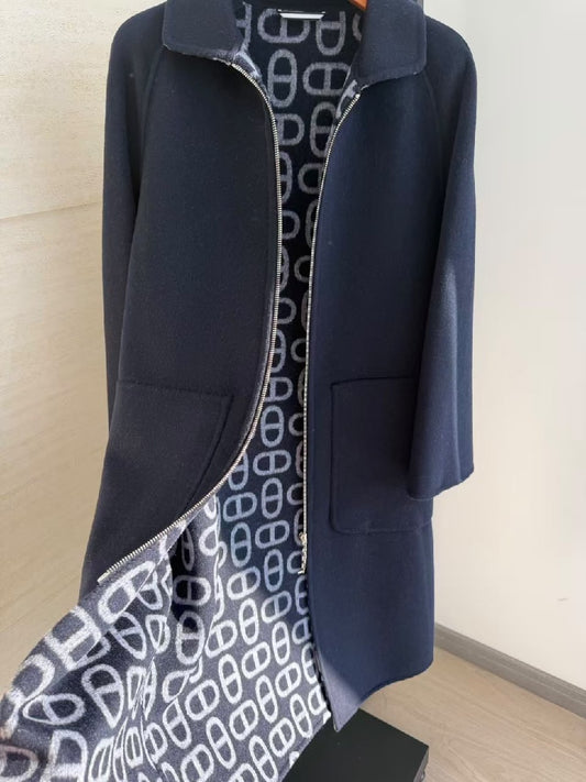 Hermès Zip-Front Coat - Navy