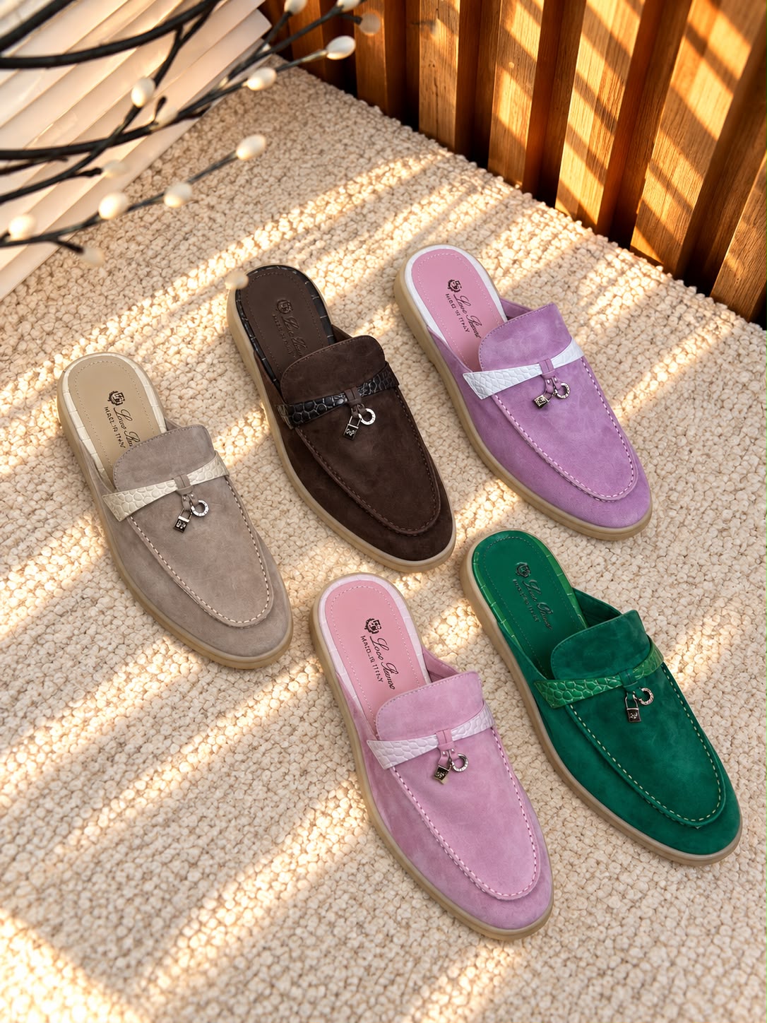 Loro Piana Charm Strap Mule - Beige, Brown, Purple, Pink, Green