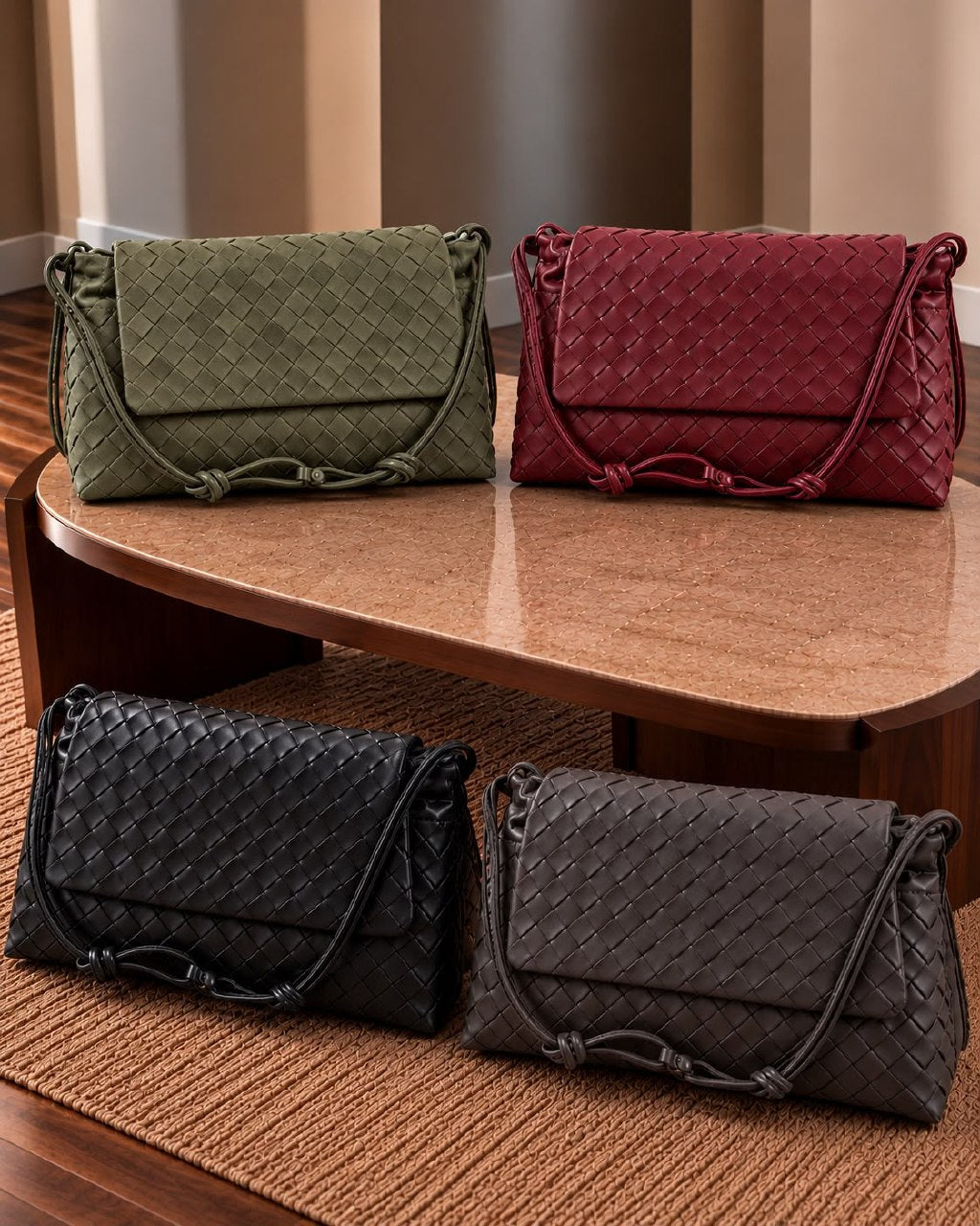 Bottega Veneta Knot Strap Shoulder Bag - Green, Burgundy, Black, Dark Grey