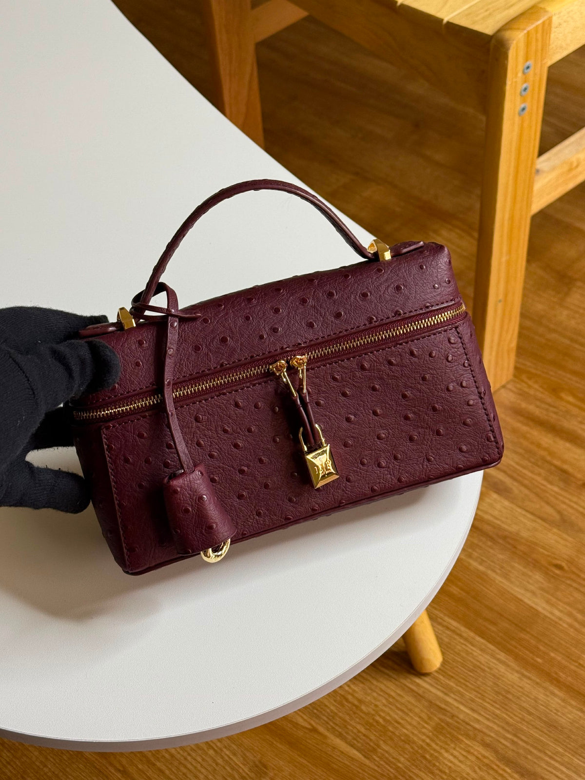 Loro Piana Structured Top-Handle Handbag - Burgundy