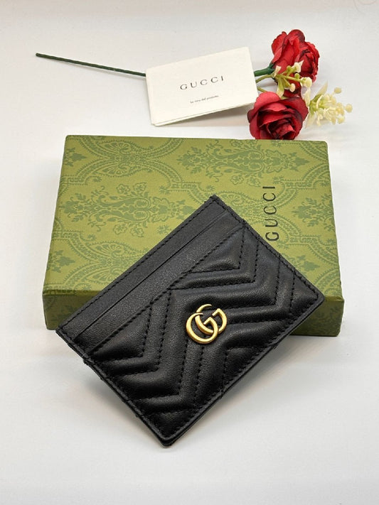 Gucci Chevron Card Holder - Black