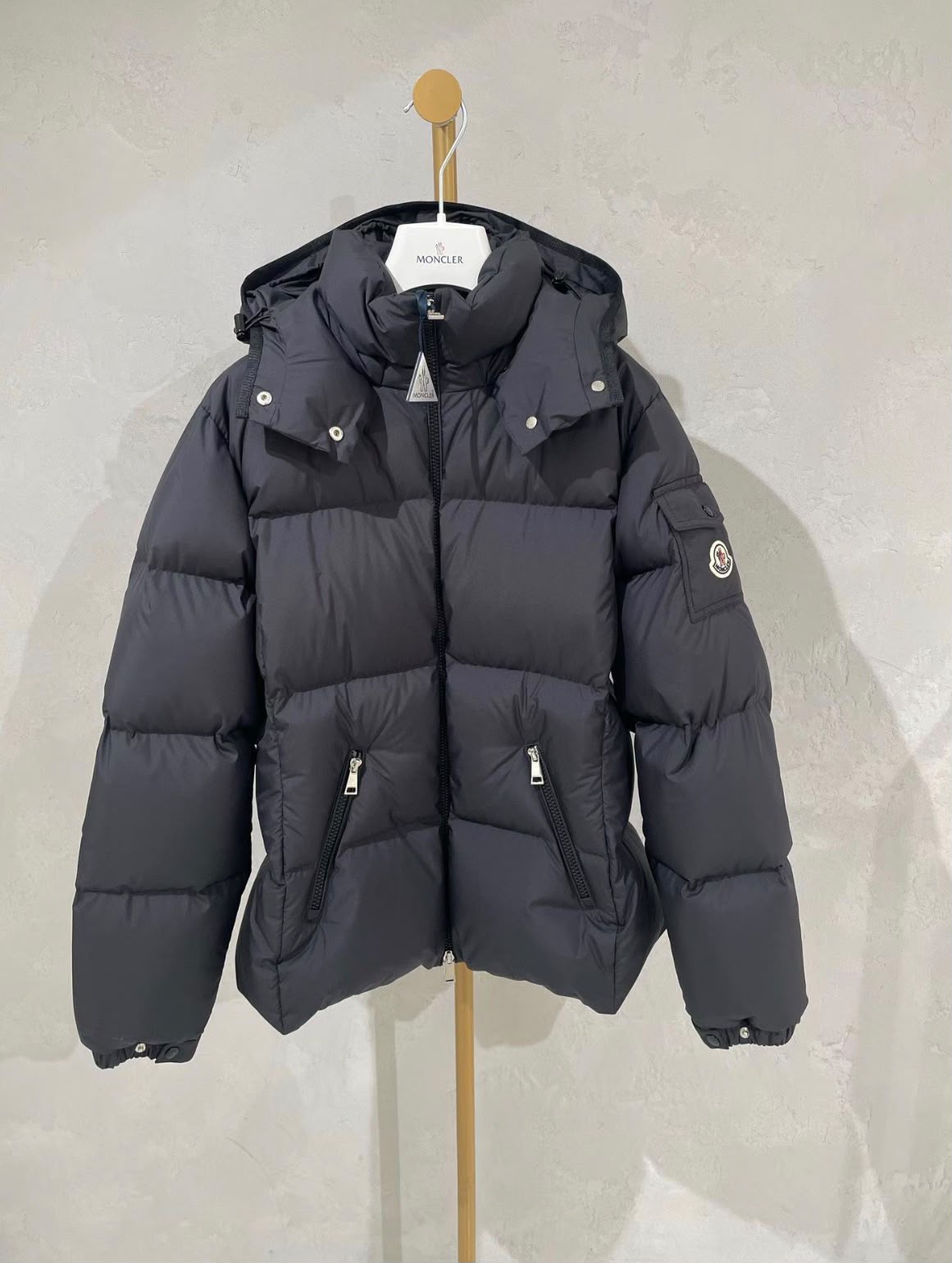 Moncler High-Collar Puffer Jacket - Dark Grey