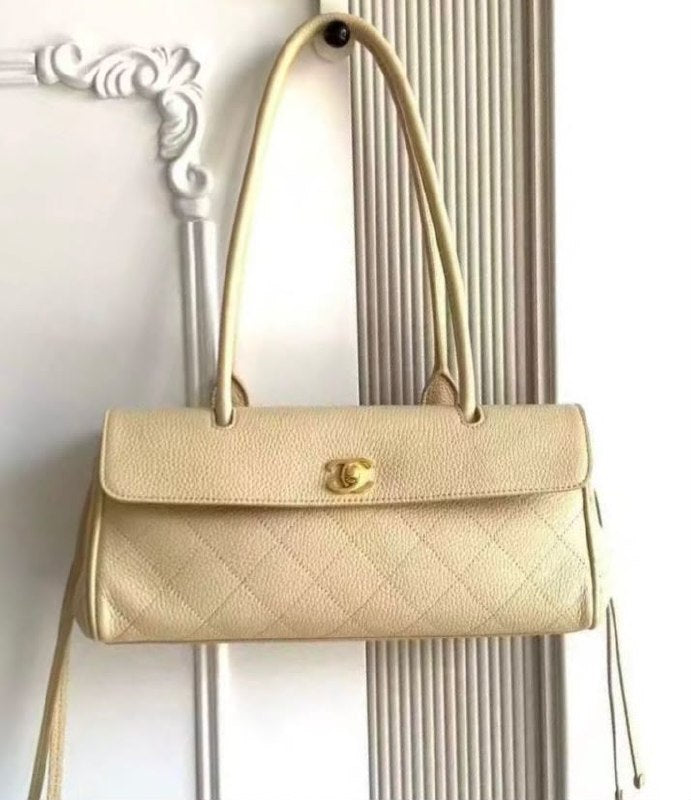 Chanel Diamond Stitch Shoulder Bag - Beige