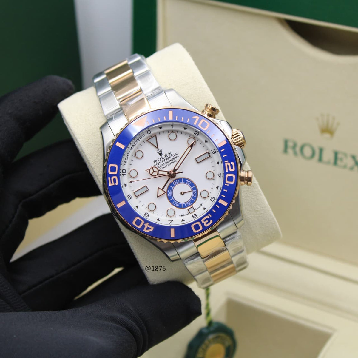 Rolex Watch - Silver & Gold & White Rose