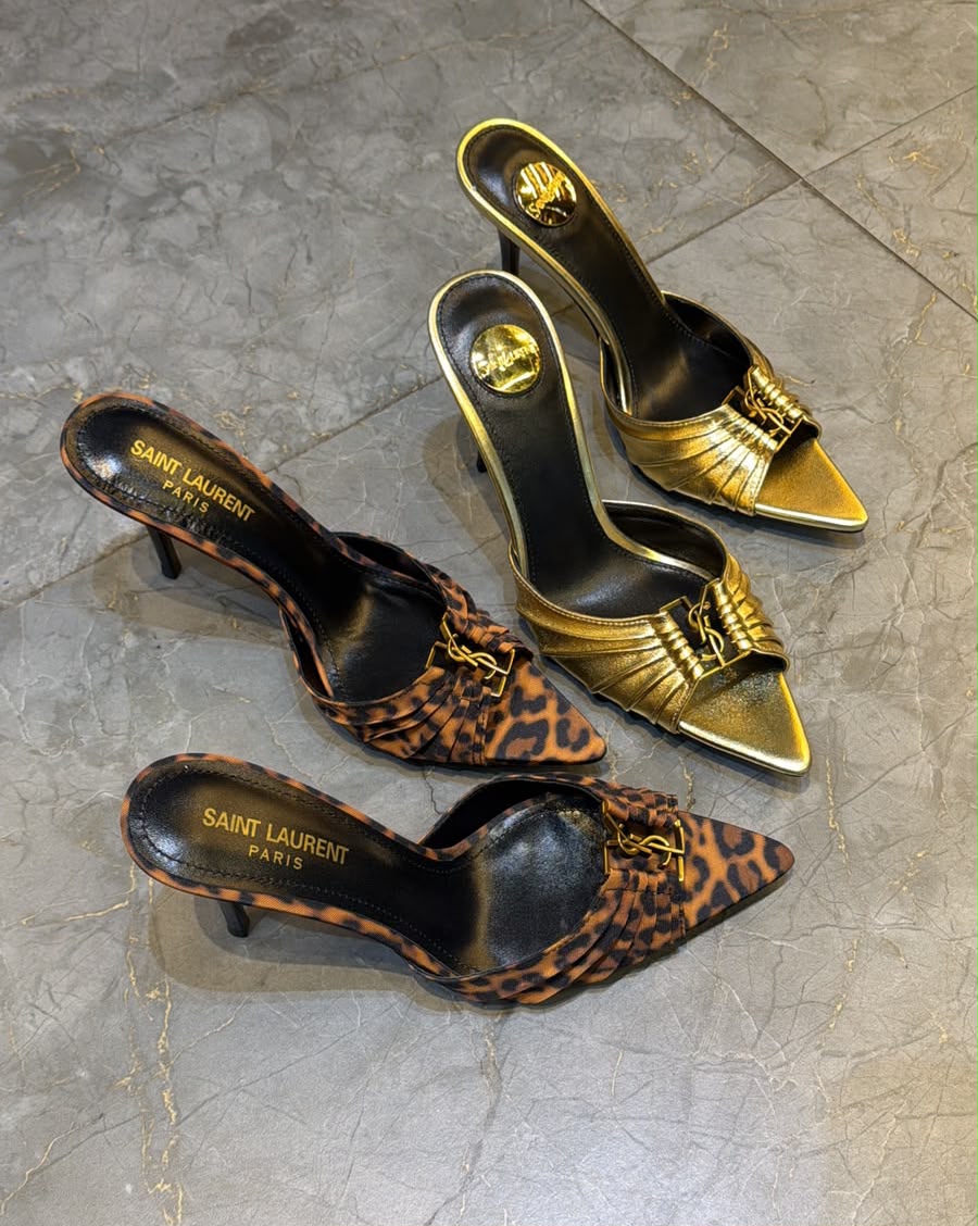 Saint Laurent Heels - Gold, Leopard