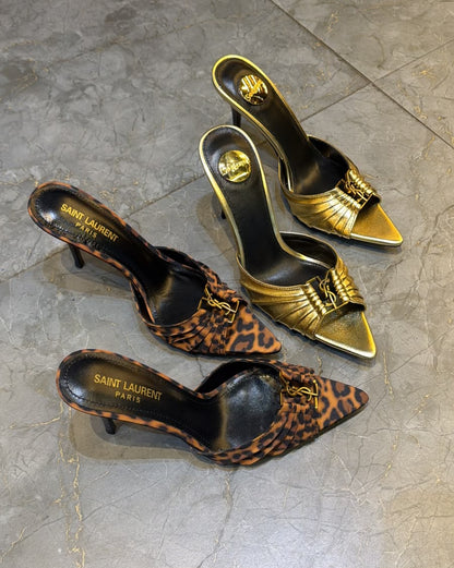 Saint Laurent Heels - Gold, Leopard
