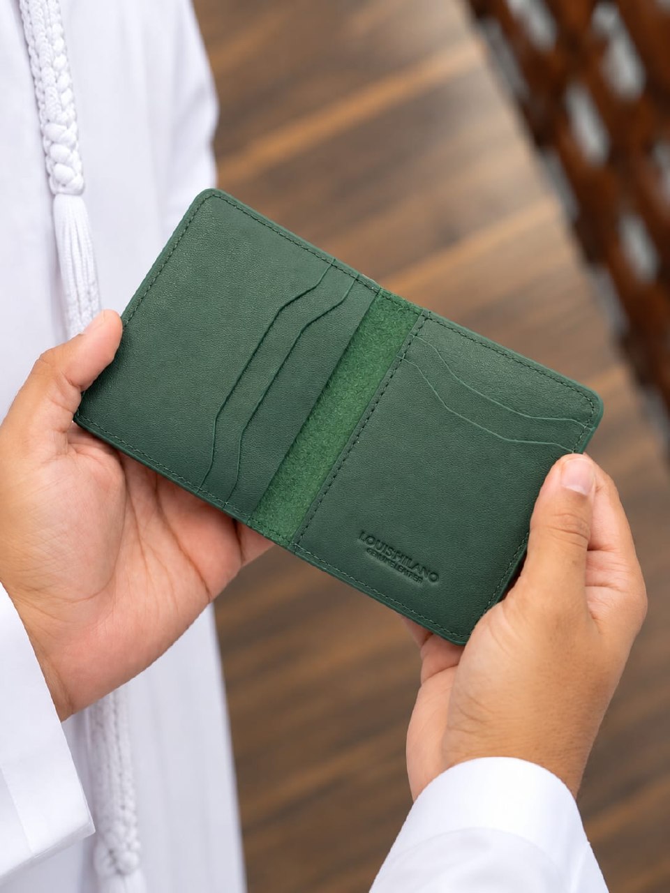 Louis Hilano Card Holder - Green Embossed