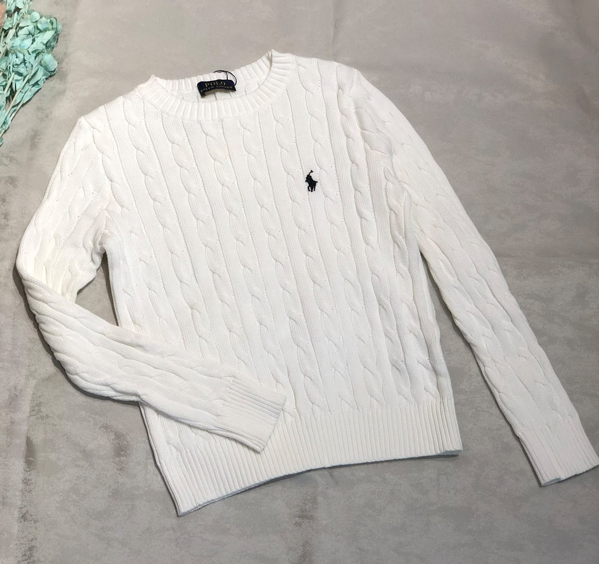 Polo Ralph Lauren Cable Crewneck Sweater - White