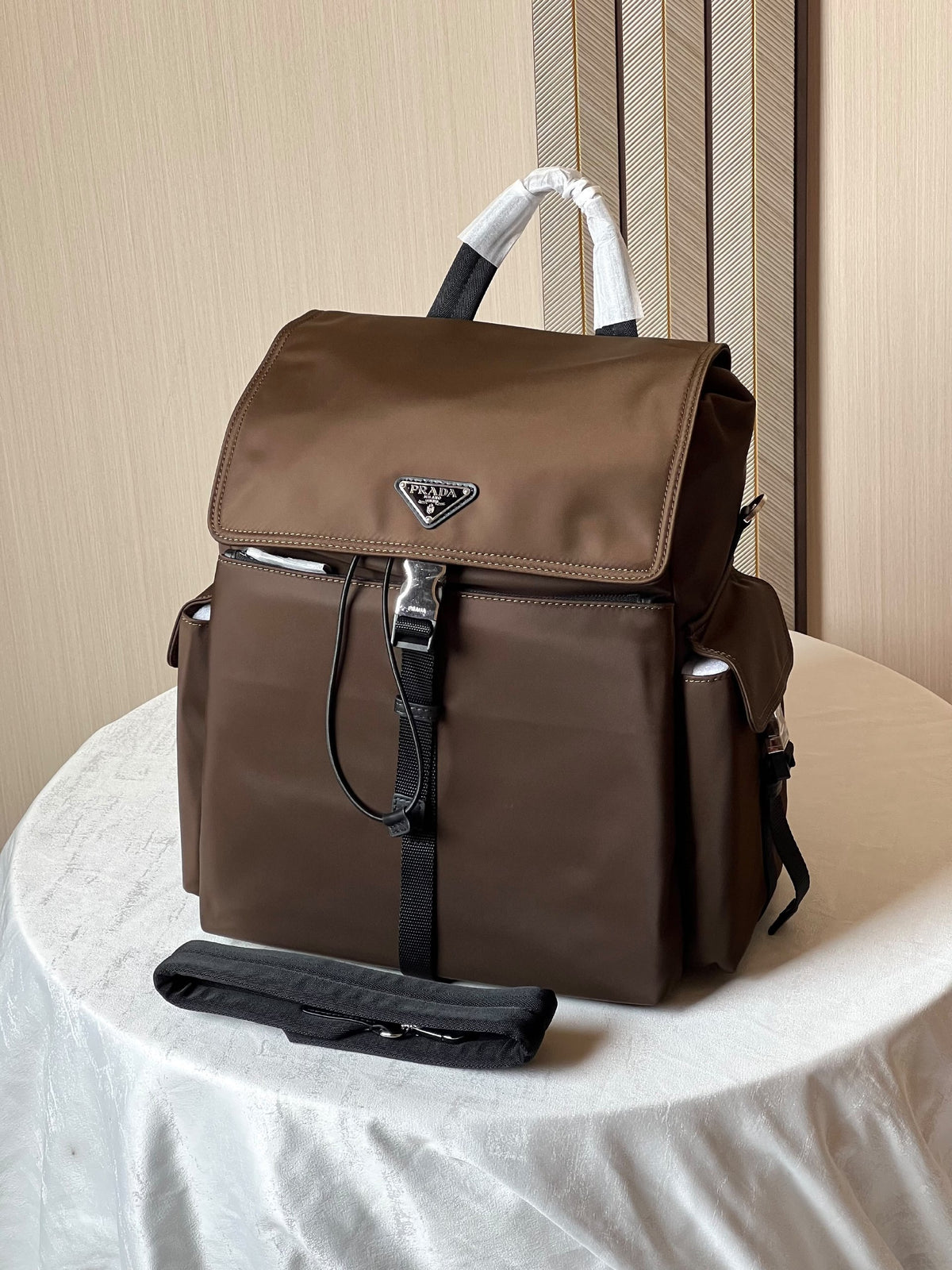 Prada Flap Backpack - Brown