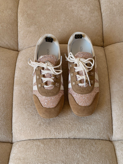Louis Vuitton Stud-Trim Sneakers - Beige & Brown