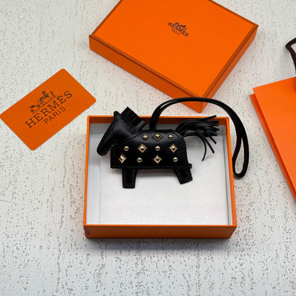 Hermès Studded Horse Bag Charm - Black