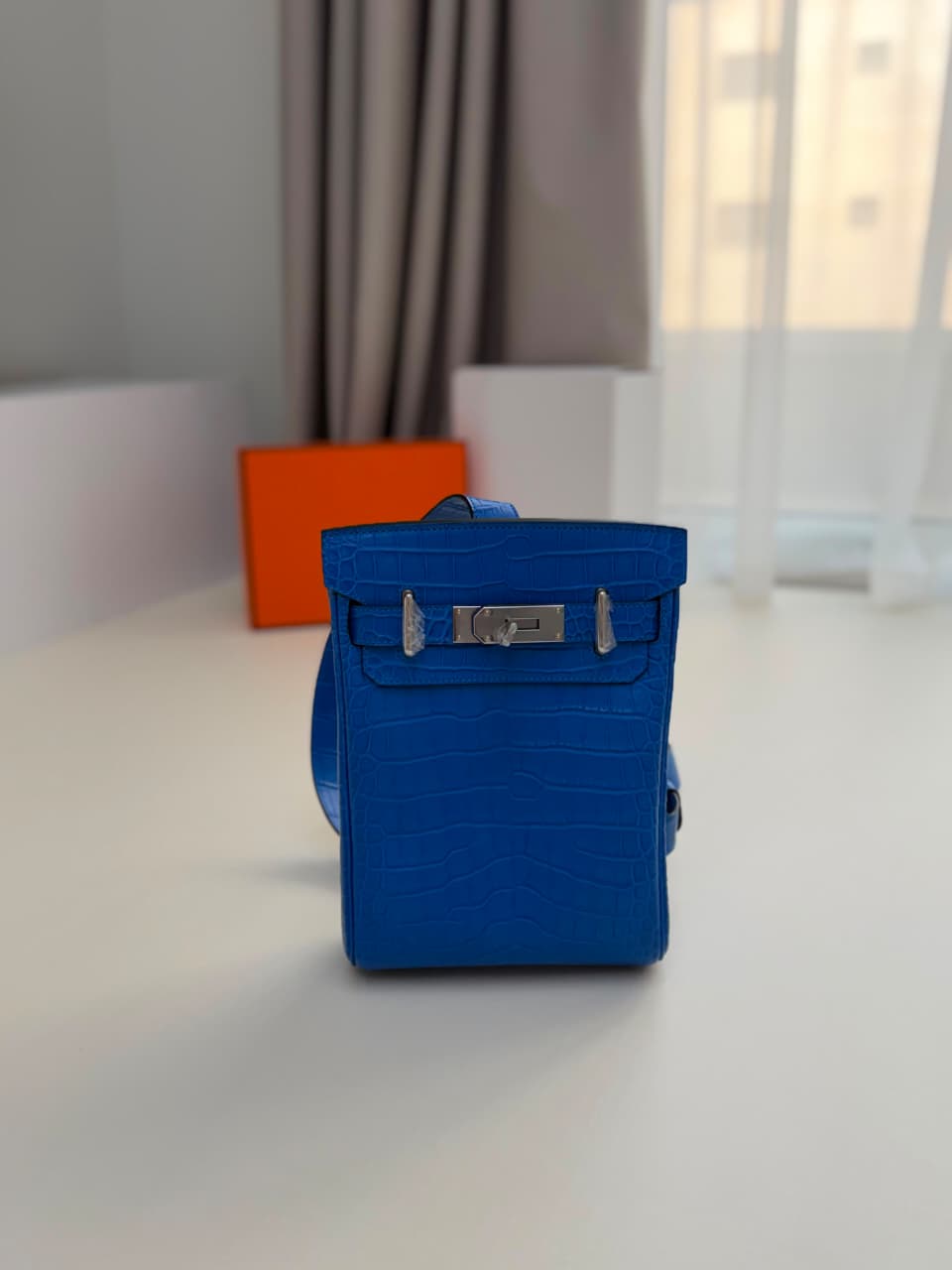Hermes HAC A Dos Backpack - Blue Embossed