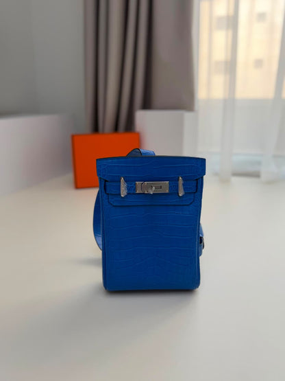 Hermes HAC A Dos Backpack - Blue Embossed