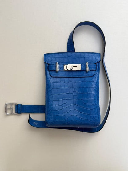 Hermes HAC A Dos Backpack - Blue Embossed