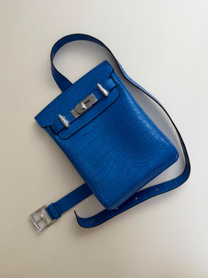 Hermes HAC A Dos Backpack - Blue Embossed
