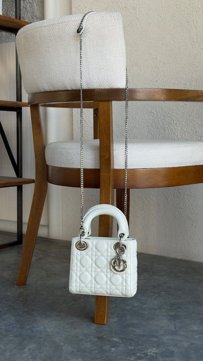Dior Lady Dior Handbag - White
