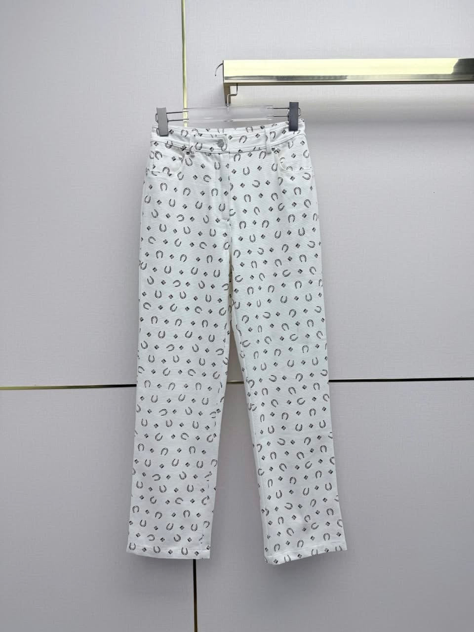 Hermès Cropped Jacket & Straight-Leg Pants Set - White