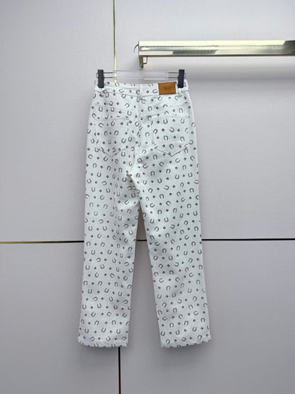 Hermès Cropped Jacket & Straight-Leg Pants Set - White