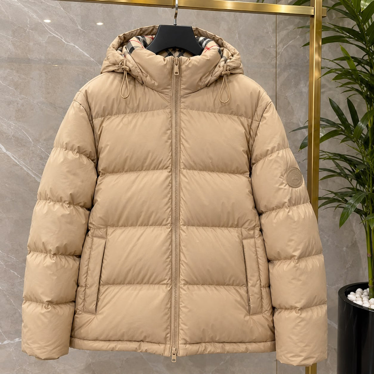 Burberry Hooded Puffer Jacket - Beige