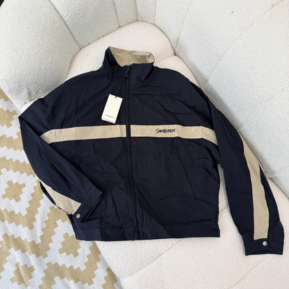 YSL High-Collar Jacket - Navy