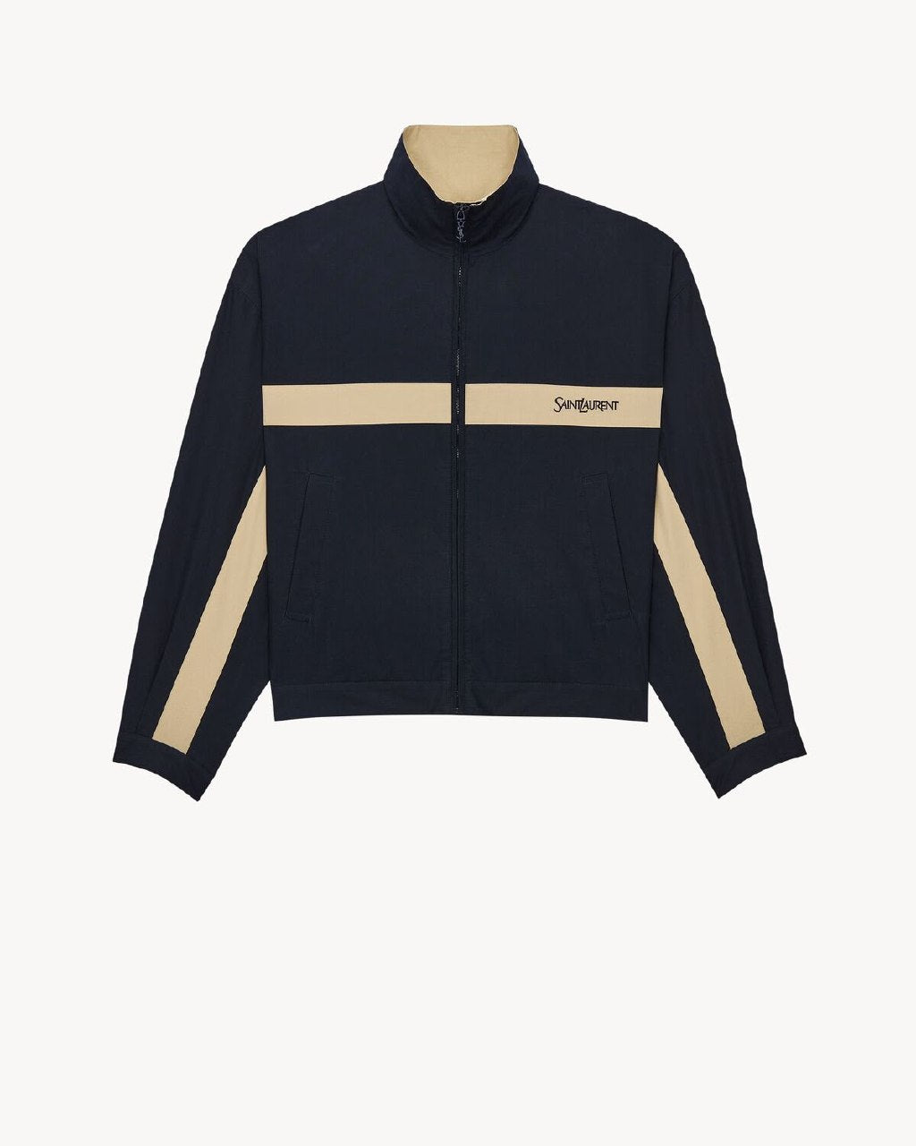 YSL High-Collar Jacket - Navy