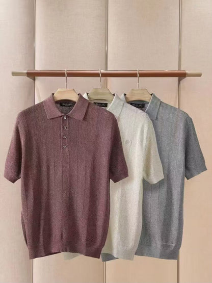Loro Piana Polo Shirt - Burgundy, White, Grey