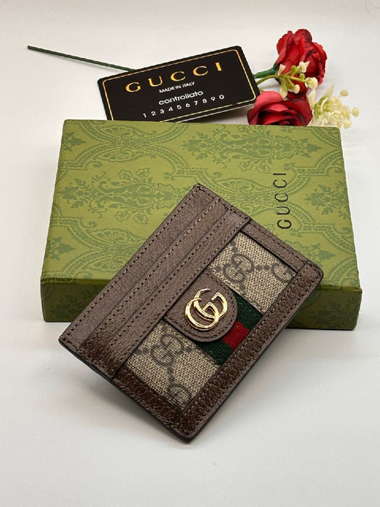 Gucci Web Tab Card Holder - Brown