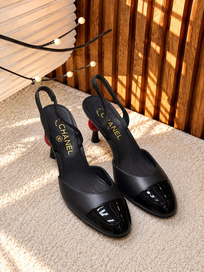 Chanel Slingback Heels - Black