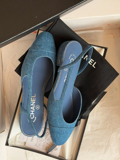 Chanel Slingback Ballerina - Blue