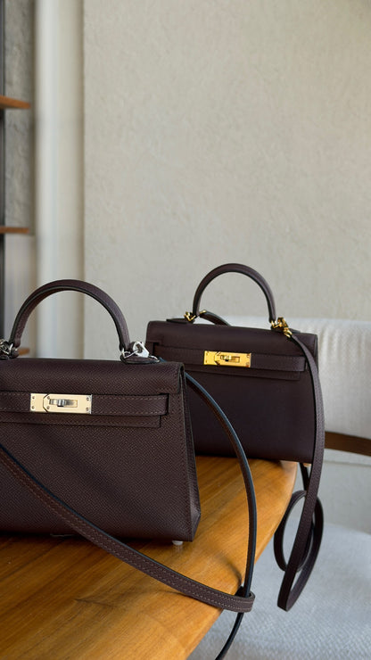 Hermes Mini Kelly Handbag - Dark Brown