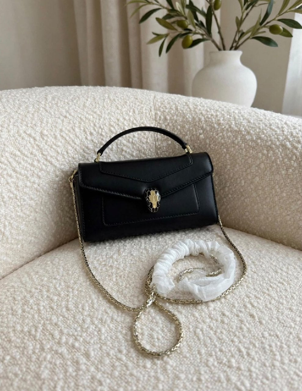 Bulgari Shoulder Bag - Black Snake Print