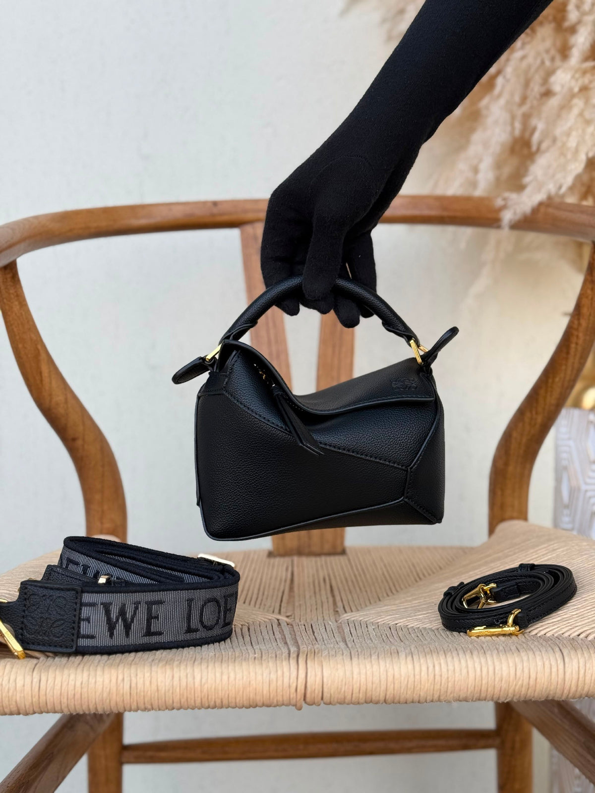 Loewe Handbag Geometric Puzzle - Black Grained